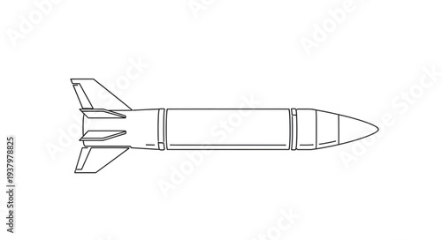 Simple Line Drawing of Missile.