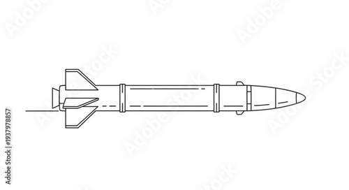 Simple Line Drawing of Missile.