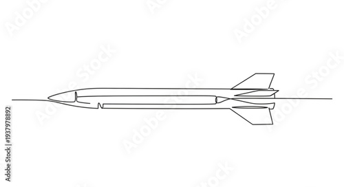Simple Line Drawing of Missile.