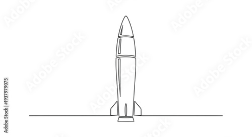 Simple Line Drawing of Rocket.