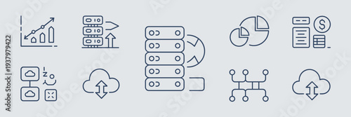 IT capacity planning and forecast icons – Ideal for enterprise resource management, budget analytics, or IT roadmap decks.