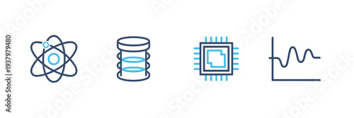 Quantum computing and next gen technology icons – Perfect for advanced science research, futuristic tech blogs, or IT whitepapers.