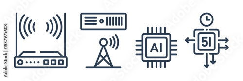 Edge compute and 5G antenna icons – Suitable for IoT gateway design, distributed systems blogs, or technical documentation.