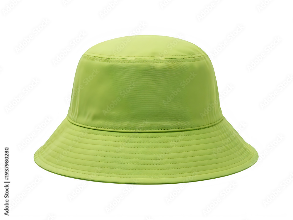 Fototapeta premium A green bucket hat on a white background isolated on transparent background