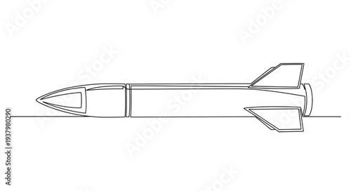 Simple Line Drawing of Rocket.