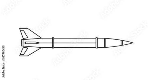 Simple Line Drawing of Missile.
