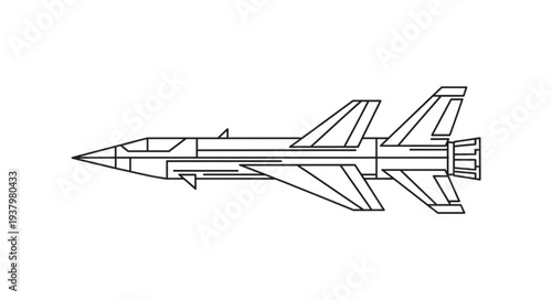 Fighter Jet Aircraft Illustration Side View.