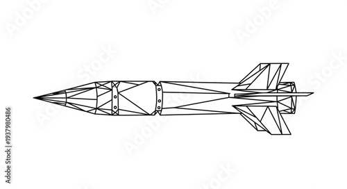 Fighter Jet Wireframe Illustration Design.