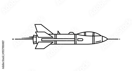 Fighter Jet Side View Illustration.