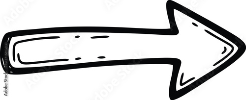 A simple hand drawn black arrow pointing to the right on a white background