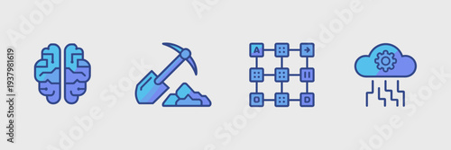 Autonomous AI research lab thin line icons – Great for algorithm charts, data mining articles, or laboratory news.