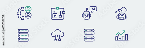 Business AI and CRM automation icons – Great for productivity software, task management, or corporate presentations.