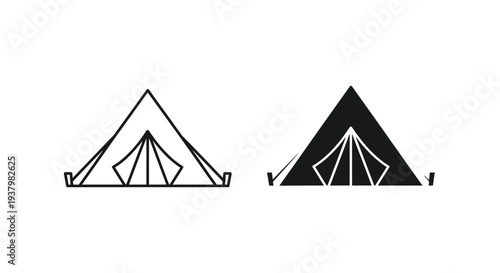 Black and white line art illustrations of two tent designs on a plain white background.