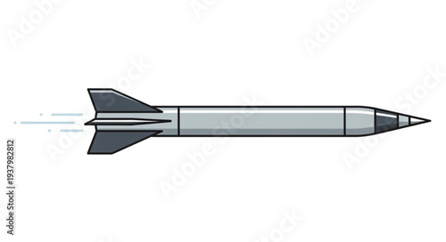 Gray Missile Illustration Side View.
