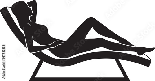 Minimalist Reclining Figure Silhouettes on Modern Chaise Lounge