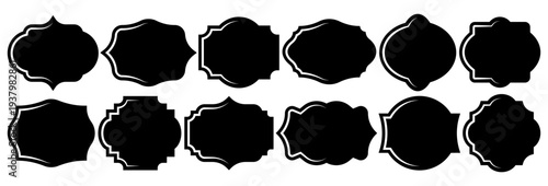 Set of vintage label and badges shape collections. Vector illustration. Black template for patch, insignias, overlay.	