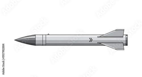 Gray Missile Side View Illustration.