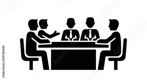 Business Meeting Silhouettes at Table.