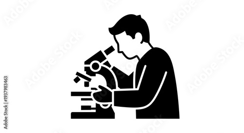 Scientist Using Microscope in Laboratory.