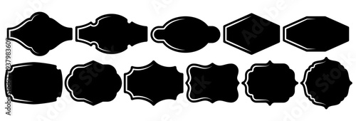 Set of vintage label and badges shape collections. Vector illustration. Black template for patch, insignias, overlay.	