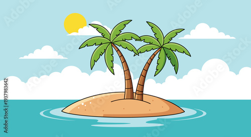 Tropical Island with Palm Trees Paradise 1.