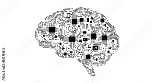 Artificial Intelligence Brain Circuitry Concept