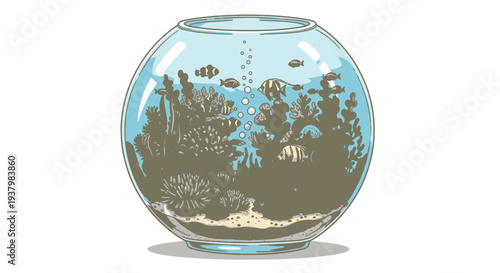 Aquarium Scene with Tropical Fish and Coral Reef Ecosystem