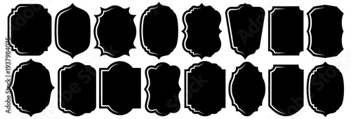 Set of vintage label and badges shape collections. Vector illustration. Black template for patch, insignias, overlay.	
