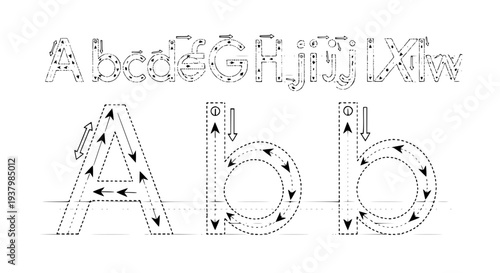 Minimalist English alphabet tracing worksheet letters A–B dot practice for kindergarten vector