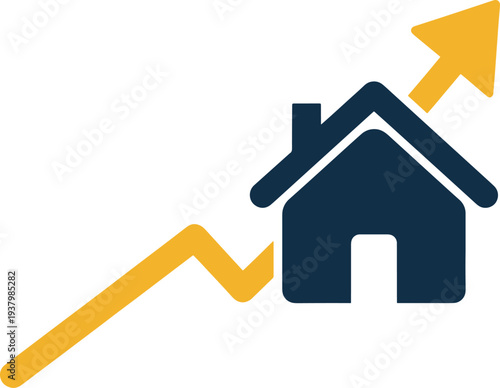 Real estate growth vector icon, property market upward trend symbol