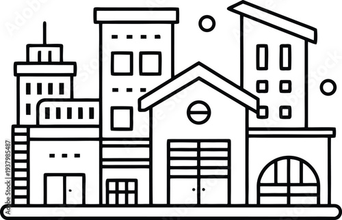 Linear and outline  icons collection related to houses. . Editable stroke. Vector illustration 
