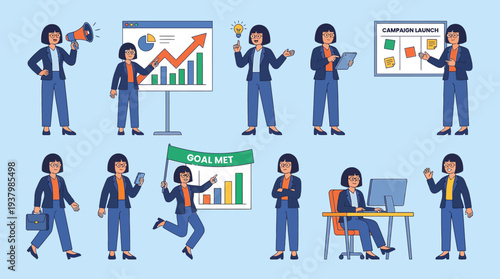 Icon character set for business sales representative design concept in professional delpmaspu eps format