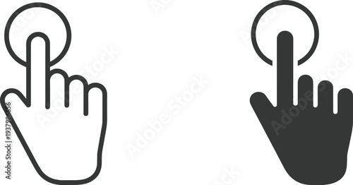 Two Hand Pointer Icons One Outline One Solid Fill On White Background cursor click