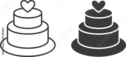 Two Layered Cakes With Heart Topper One Outline One Solid wedding celebration