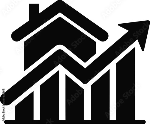 Increasing housing market trend graph icon