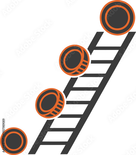 Coins ascending ladder depicting financial growth and career progression