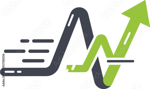 Abstract financial chart with rising arrow symbol for growth path