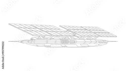 Solar Powered Drone: An illustration of a futuristic drone design featuring solar panels, poised to revolutionize flight with sustainable power.
