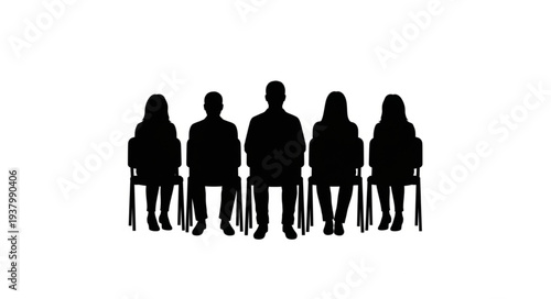 Group of People Silhouettes Standing.