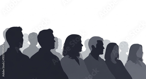 Group of People Silhouettes Standing.