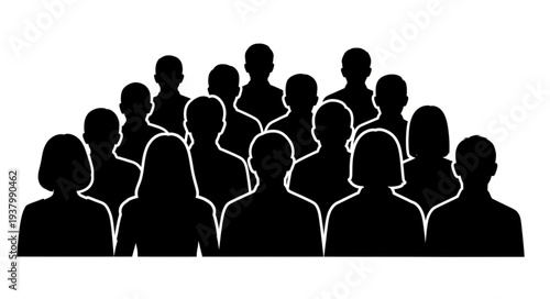 Group of People Silhouettes Standing.