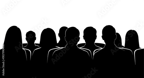 Group of People Silhouettes Standing.