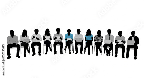 Group of People Sitting in a Row.