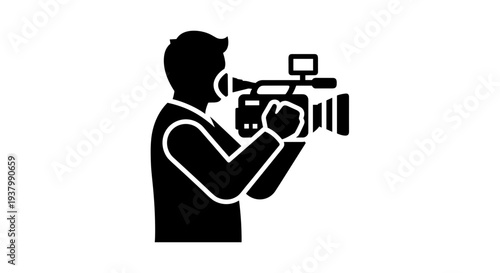 Cameraman Holding Professional Video Camera.
