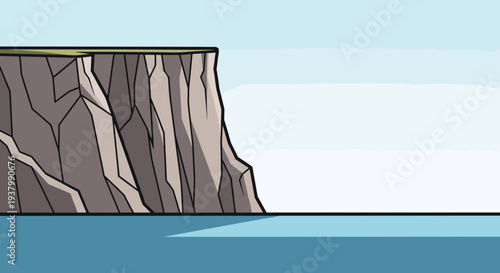 Cliff Edge Above Ocean Water.