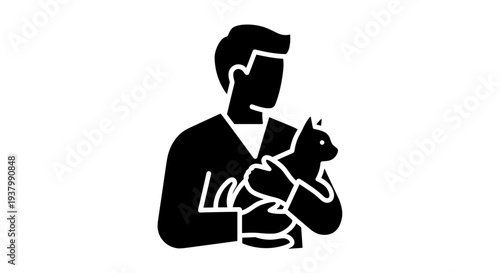 Man Holding Cat Silhouette.