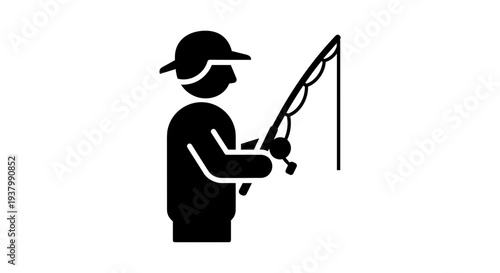 Man Fishing with Rod and Reel.