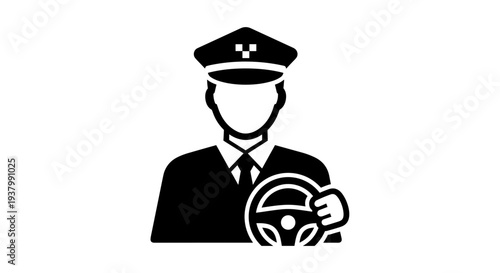 Pilot Holding Steering Wheel Icon.