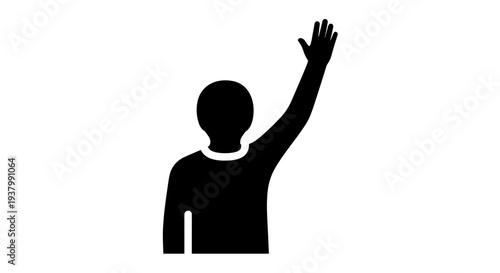 Silhouette of Person Waving Hand.