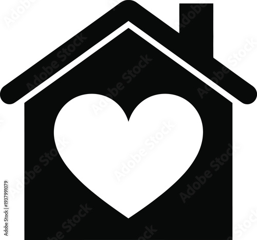Quadro su tela Heartwarming home icon with a heart